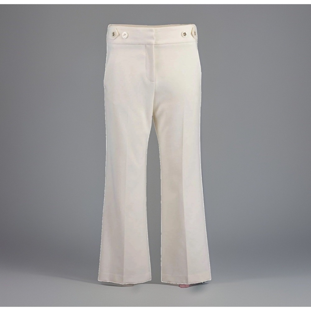 Veronica Beard Aubrie Cropped Pants White High Rise Stretch Trousers Size 8